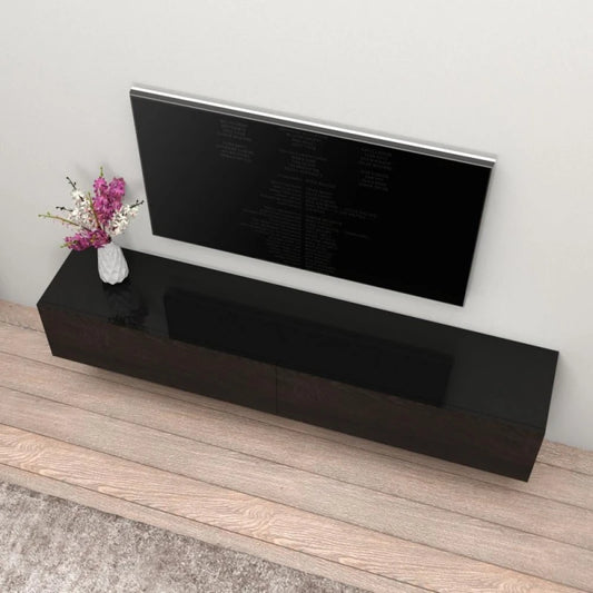 Arqam Furnish Black High Gloss Finish Floating TV Console