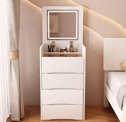 Arqam furnish Integrated with Flip Top Lighted Mirror, Vanity Desk with Internal Storage Area,2 Drawers, Makeup Vanity Table with Storage Makeup Stool, Practical and Space Saving, Bedroom 3