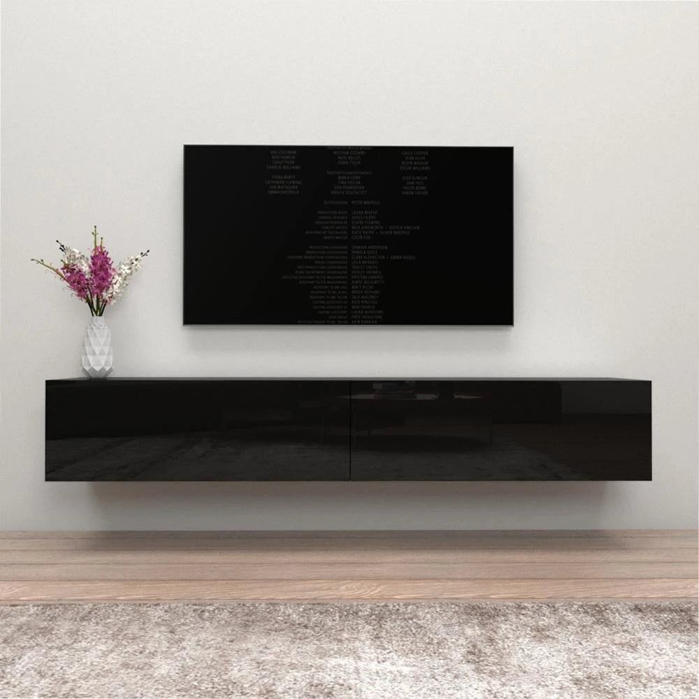 Arqam Furnish Black High Gloss Finish Floating TV Console