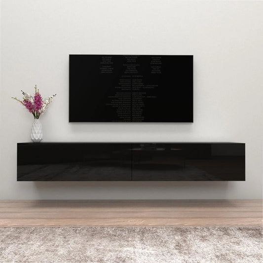 Arqam Furnish Black High Gloss Finish Floating TV Console