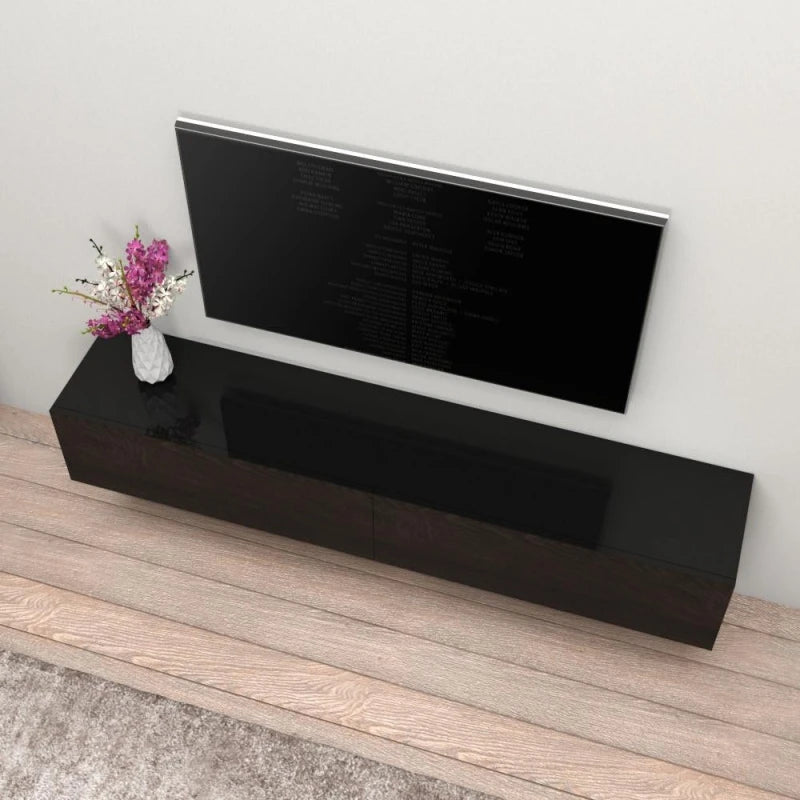 Arqam Furnish Black High Gloss Finish Floating TV Console