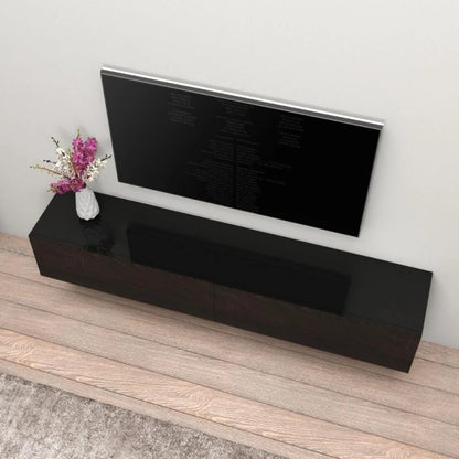 Arqam Furnish Black High Gloss Finish Floating TV Console